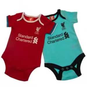 Liverpool FC Baby Bodysuit (Pack of 2) (9-12 Months) (Red/Turquoise)