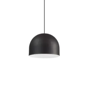 Tall 1 Light Dome Ceiling Pendant Light Black