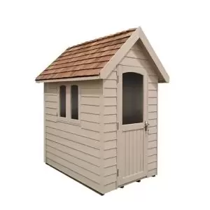 Forest Retreat 6X4 Apex Pressure Treated Overlap Cream Shed With Floor - Assembly Service Included