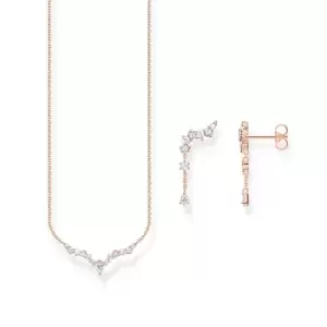 THOMAS SABO Rose Gold Plated Beaded Teardrop Zirconia Jewellery Set