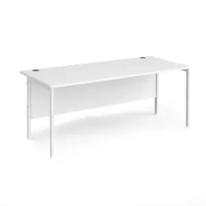 Office Desk 1800mm Rectangular Desk With H-Frame Leg White Tops With White Frames Maestro 25