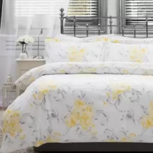 Belledorm Amour Duvet Cover Set (Superking) (White/Yellow/Grey)