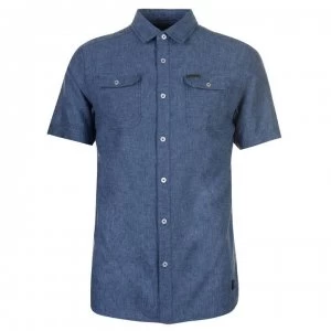 Firetrap Blackseal Linen Chambray Shirt - Blue