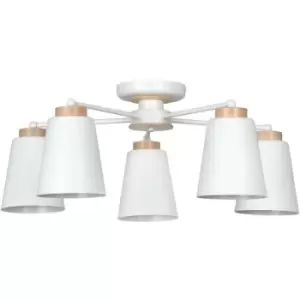 Emibig Periot White Multi Arm Semi Flush Ceiling light 5x E27