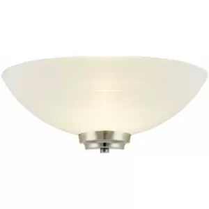 Dimmable LED Wall Light Satin Chrome White Line Pattern Glass Shade Dome Lamp