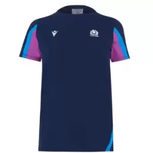 Macron Scotland Rugby Cotton T Shirt Ladies - Blue