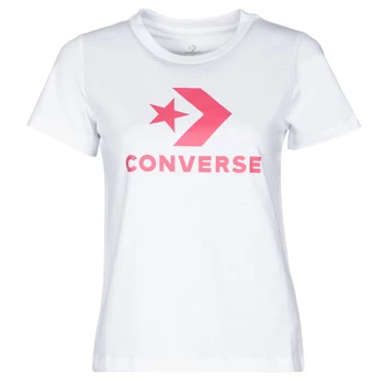 Converse STAR CHEVRON CENTER FRONT TEE womens T shirt in White - Sizes XS