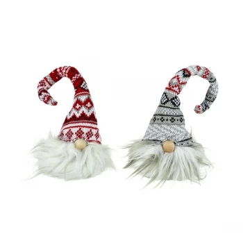 Red And Grey Wooly Hat Gnomes (Set of 2)