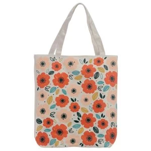 Poppy Fields Cotton Bag with Zip and Lining