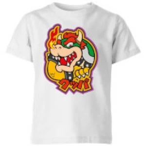 Nintendo Super Mario Bowser Kanji Kid's T-Shirt - White - 3-4 Years