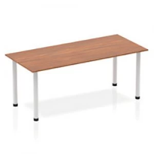 Impulse Straight Table 1800 Walnut Post Leg Silver