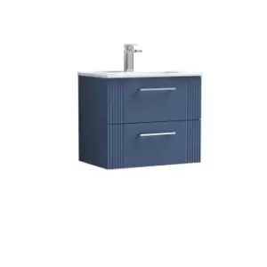 Nuie Deco 600mm Wall Hung 2 Drawer Vanity & Basin 2 - Satin Blue