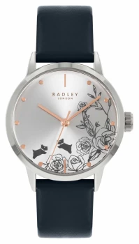 Radley Womens Blue Leather Strap Silver Dial Watch