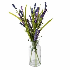 Faux Lavender and Grasses in Tapered Glass Vase