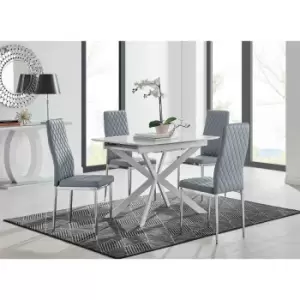 Furniture Box LIRA 100 Extending Dining Table and 4 Grey Milan Chairs