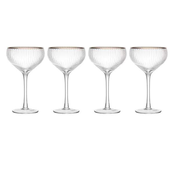 Sorrento Ridged Crystal Coupe Glasses, Set of 4, 350ml