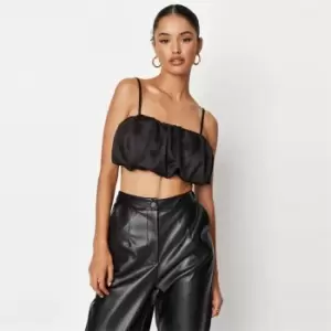 Missguided Ball Cami Crop Top Satin - Black