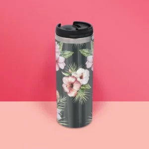 Pink Floral Stainless Steel Travel Mug