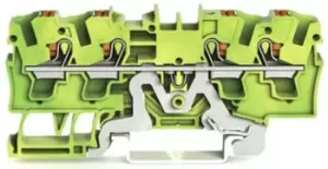 Wago Green/Yellow 2204 Terminal Block, 14 10 AWG, 20 10 AWG, 0.5 6 mm, 1 6 mm,