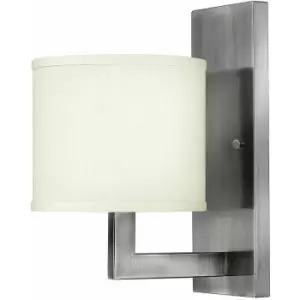 Loops - Wall Light Off White Linen Drum Shade Antique Nickel LED E27 100W