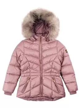 Barbour International Girls Island Quilt Jacket - Iced Fondant, Light Pink, Size 14-15 Years, Women