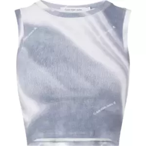 Calvin Klein Jeans Motion Blur Aop Rib Tank Top - Blue