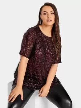 Yours Sequin Swing Top, Red, Size 26-28, Women