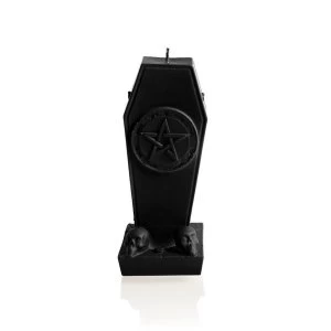 Black Matt Coffin With Pentagram Candle