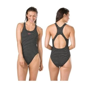 Speedo Stripe Medalist Swimsuit Black/White 32"