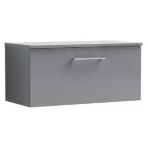 Nuie Arno Gloss Cloud Grey 800mm Wall Hung Single Drawer Vanity Unit with Worktop - ARN1325W - Cloud Grey