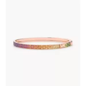 Michael Kors Womens 14K -Plated Sterling Silver Rainbow Pav Bangle Bracelet - Rose Gold