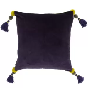 Poonam Velvet Cushion Damson/Lemon Curry