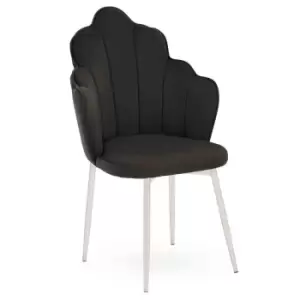 Interiors By PH Velvet Dining Chair Black Chrome Legs