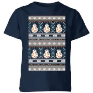 Star Wars BB-8 Pattern Kids Christmas T-Shirt - Navy - 5-6 Years - Navy