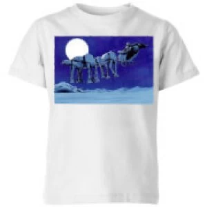 Star Wars AT-AT Darth Vader Sleigh Kids Christmas T-Shirt - White - 7-8 Years - White