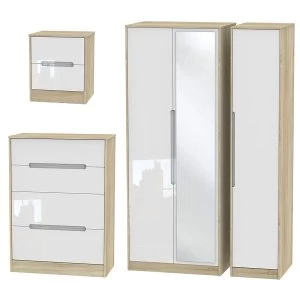 Robert Dyas Barquero 3 Piece Bedroom Set - Pine/White Gloss