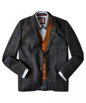 Joe Browns Dapper Gents Blazer - Charcoal, Tan, Size 40, Men