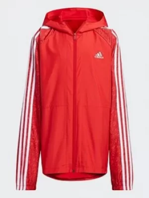 Boys, adidas Track Suit Woven Track Top, Red/Silver, Size 5-6 Years