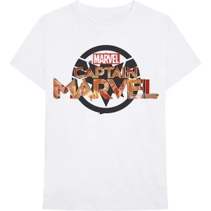 Marvel Comics - Captain Marvel New Logo Unisex Medium T-Shirt - White