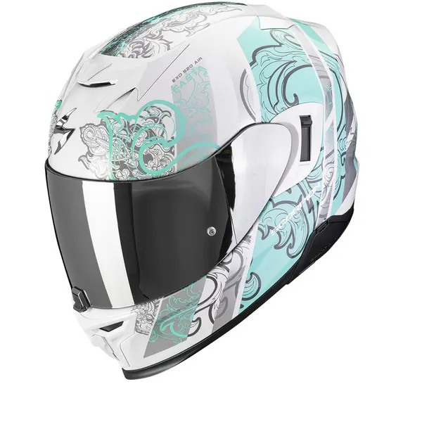 Scorpion Exo-520 Evo Air Fasta White-Light Blue Full Face Helmet L