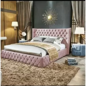 Royale Upholstered Beds - Plush Velvet, Small Double Size Frame, Pink - Pink