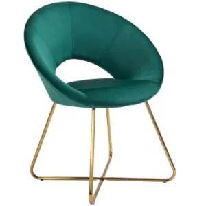 HOMCOM Modern Accent Chairs Velvet Upholstered Armchair with Gold Legs for Living room Bedroom Dinning Room Green