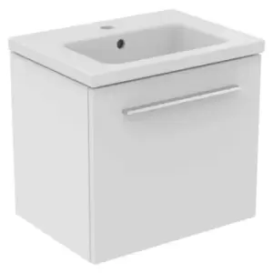 Ideal Standard I.life S 50Cm Matt White 1 Drawer Vanity Unit, 51Cm Vanity Basin And Chrome Handle Pack