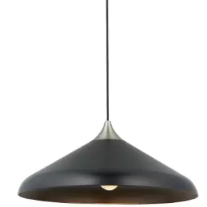 Merano Milan Single Pendant Ceiling Lamp, Matt Black, Matt Nickel Plate