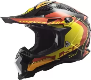 LS2 MX700 Subverter Evo Arched Motocross Helmet, black-red-yellow Size M black-red-yellow, Size M