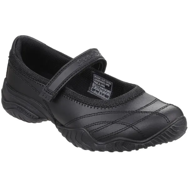 Skechers Girls Velocity Pouty Touch Fasten Leather Casual Shoe Black SKE030-BLCK-12