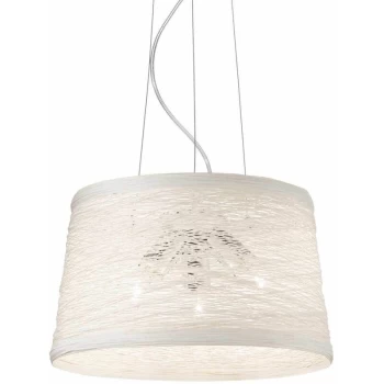 Ideal Lux Lighting - Ideal Lux Basket - 3 Light Round Ceiling Pendant Cream, E27