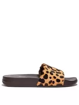 FitFlop Iqushion Leopard Slides, Leopard, Size 5, Women