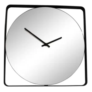 Mirror Clock With Black Metal Frame