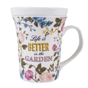 Robert Dyas My Botanical Garden Mug with Lid Coaster